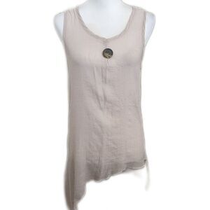 Coco + Carmen gauzy cream sleeveless tank top, asymmetrical hem S/M